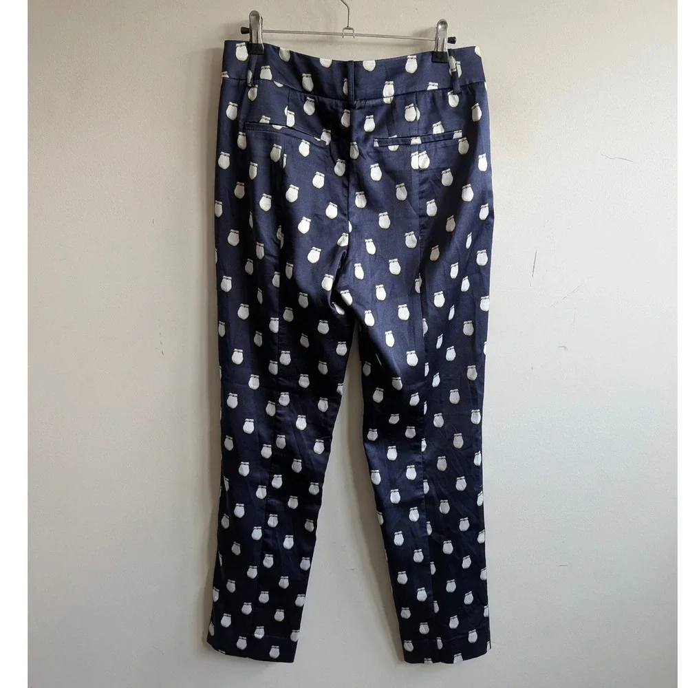 B.Yellowtail Elk Ivory Satin‎ Suit Pant - Navy Satin Tapered Trousers Size 2